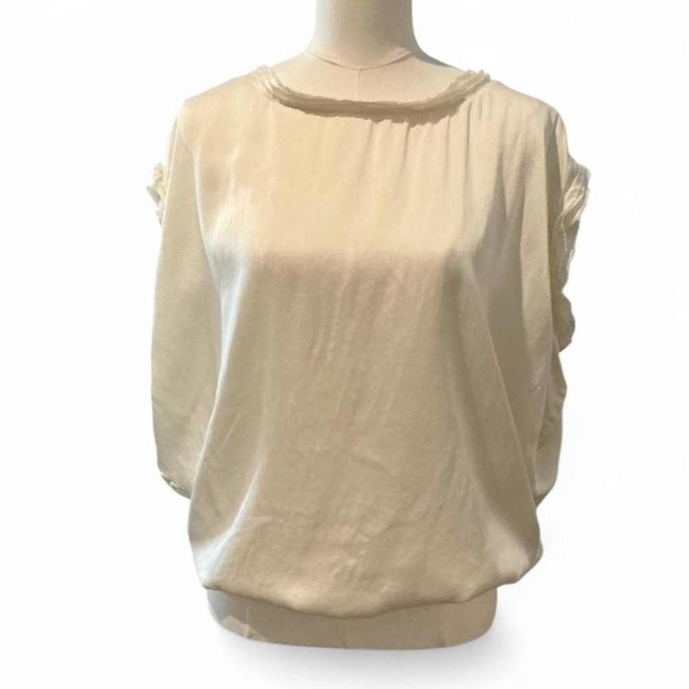 Joie Silk Blouse Women  M Ivory Good‎ Dolman Sleeve Raw Edge